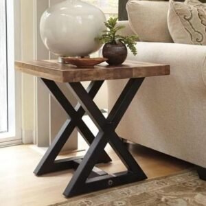 Living Room End Table with Modern Industrial Design